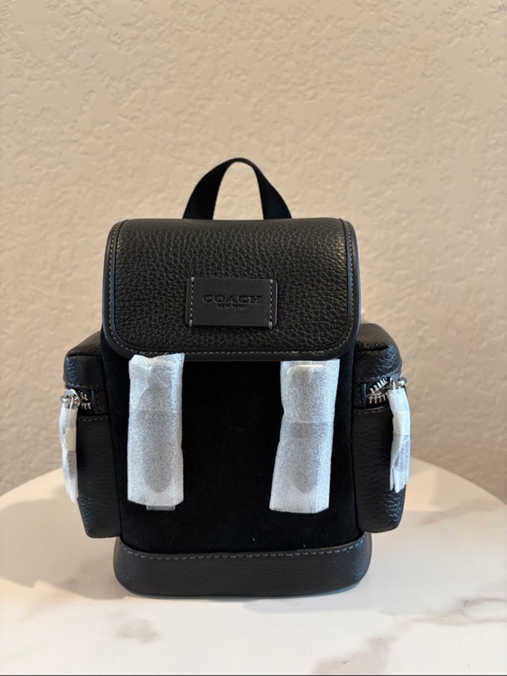 NWT Coach Black Mini Sling Suede with Pebbled Trim - Picture 10 of 10